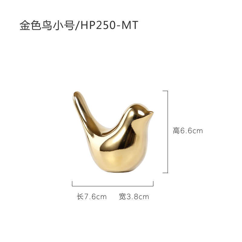 10095072973_2019270171 Nordic Creative Gold Ceramic Bird Figurine - Living Room TV Cabinet Desk Decoration