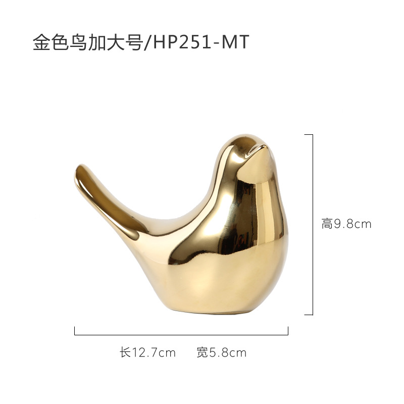 10095093684_2019270171 Nordic Creative Gold Ceramic Bird Figurine - Living Room TV Cabinet Desk Decoration