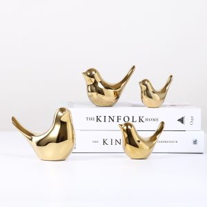 Nordic Creative Gold Ceramic Bird Figurine - Living Room TV Cabinet Desk Decoration