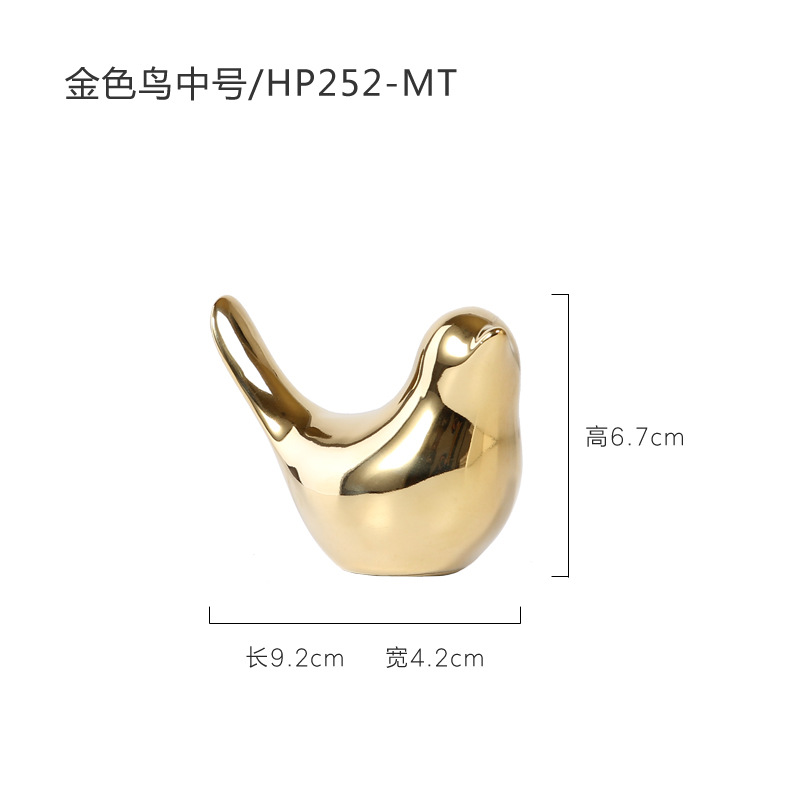 10122664095_2019270171 Nordic Creative Gold Ceramic Bird Figurine - Living Room TV Cabinet Desk Decoration