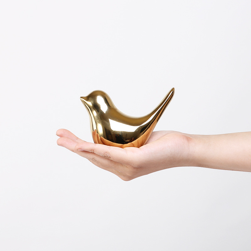 10147781812_2019270171 Nordic Creative Gold Ceramic Bird Figurine - Living Room TV Cabinet Desk Decoration