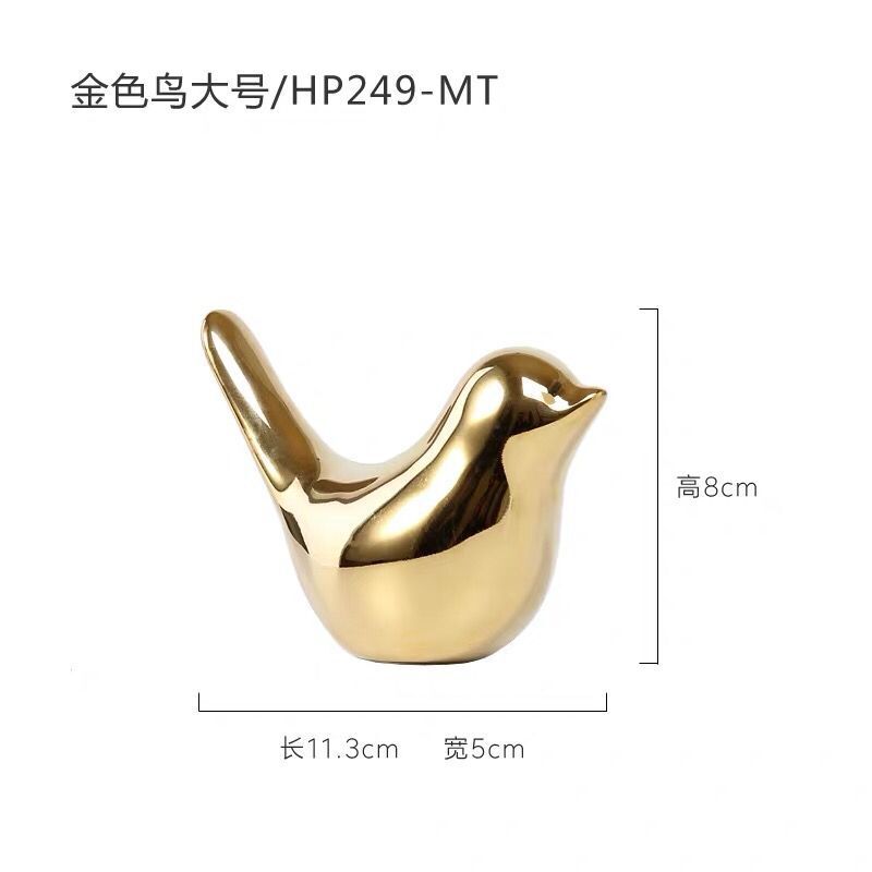 11645718785_2019270171 Nordic Creative Gold Ceramic Bird Figurine - Living Room TV Cabinet Desk Decoration