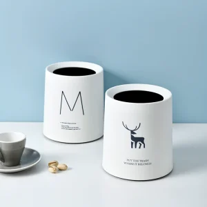 13258595294_455695910.jpg Nordic Round Mini Desktop Trash Can - Creative Living Room Office Bedroom Bathroom Garbage Bin
