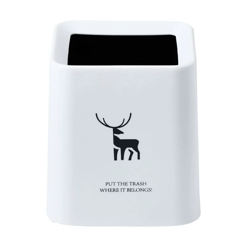 Scandinavian Square Mini Desktop Trash Can - Nordic Creative Living Room Office Bathroom Garbage Bin