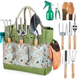 9-Piece Garden Tool Set - Stainless Steel Tool & Aluminum Alloy Gardening Kit with Storage Bag