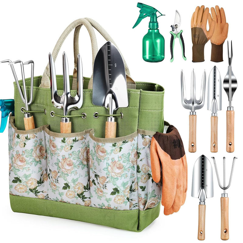 9-Piece Garden Tool Set - Stainless Steel Tool & Aluminum Alloy Gardening Kit with Storage Bag