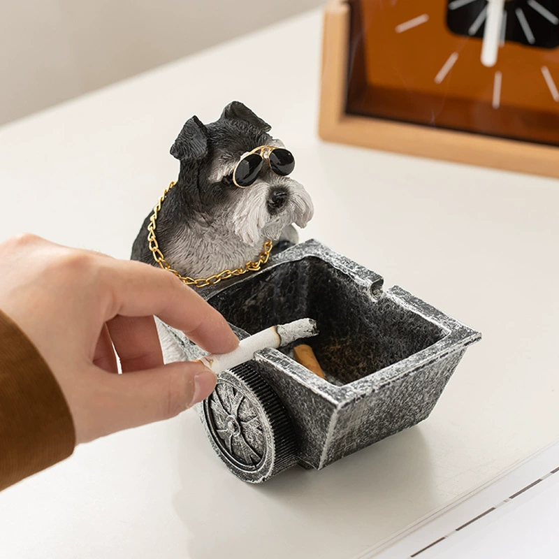 O1CN0109qJrp1nNmGE3DBcP_2217216855078-0-cib.jpg Creative Schnauzer Dog Ashtray Figurine - Resin Decorative Piece for Living Room Office