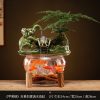 Creative Water Fountain Desk Decoration - Mini Tabletop Fish Tank LED Light Feng Shui Ornament