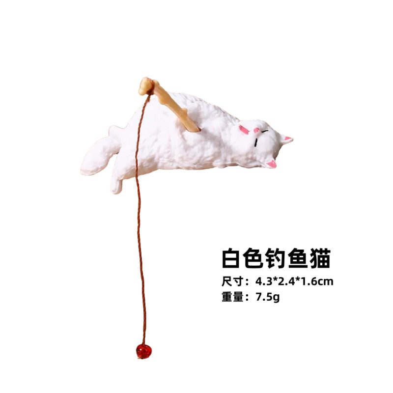 Creative Fishing Cat Fish Tank Decoration - Mini Resin Sleeping Cat Aquarium Ornament