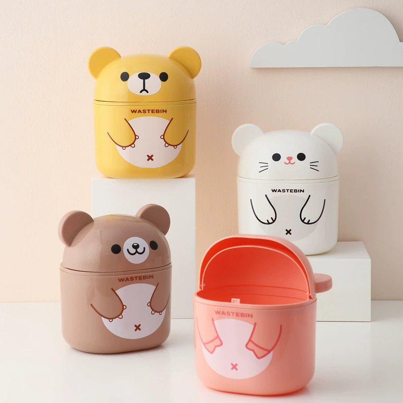 Desktop Trash Can with Lid - Creative Mini Office Bedroom Desktop Garbage Bin Storage Bucket