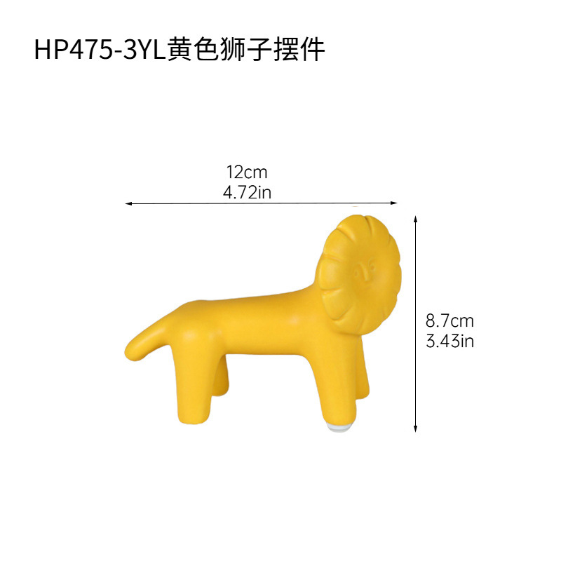 Creative Cute Lion Ceramic Figurine - Living Room TV Cabinet Office Desk Modern Home Decoration