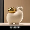 BHM Chinese New Style Fortune Animal Porcelain Figurine - Living Room TV Cabinet Office Decoration