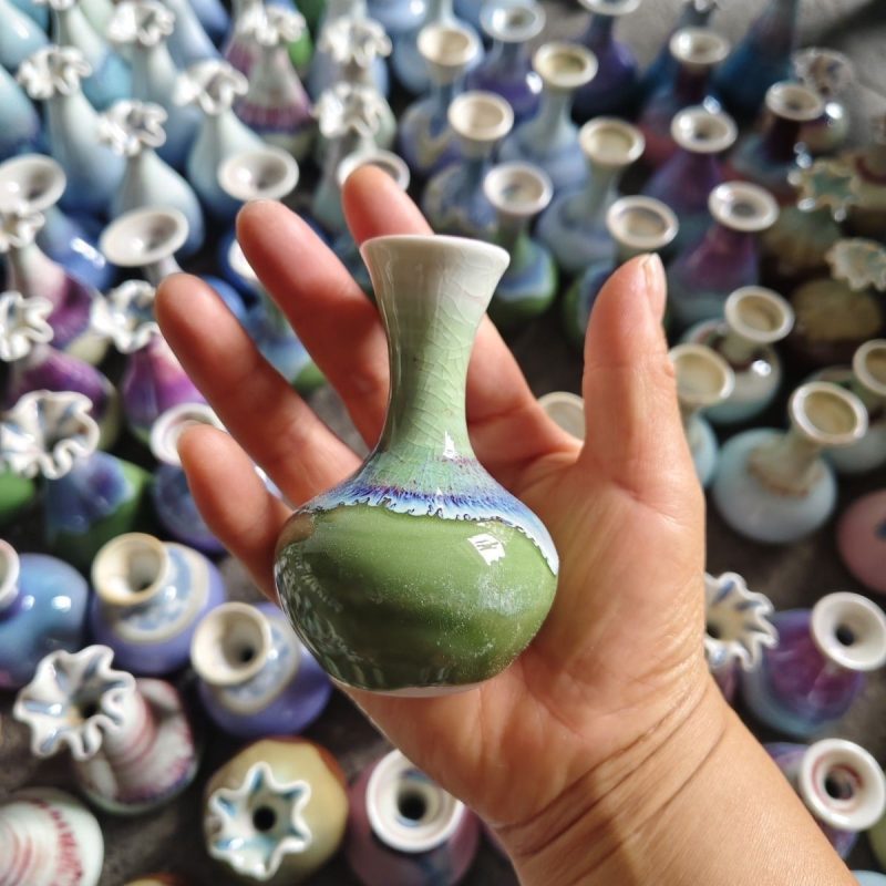 Mini Ceramic Flower Vase - Jingdezhen High Temperature Hydroponic Vase Craft Decoration