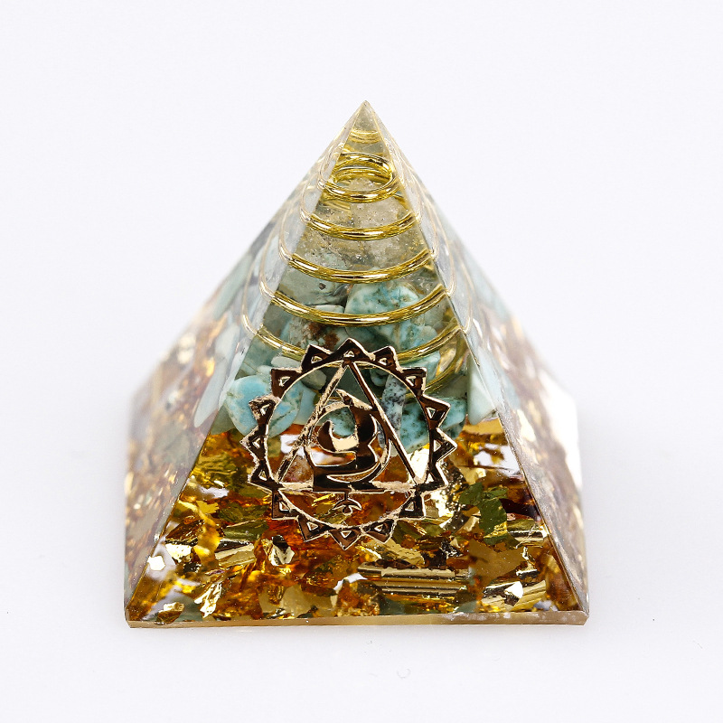 Crystal Pyramid Resin Figurine - Desktop Office Decor Gift Transparent Pyramid Ornament