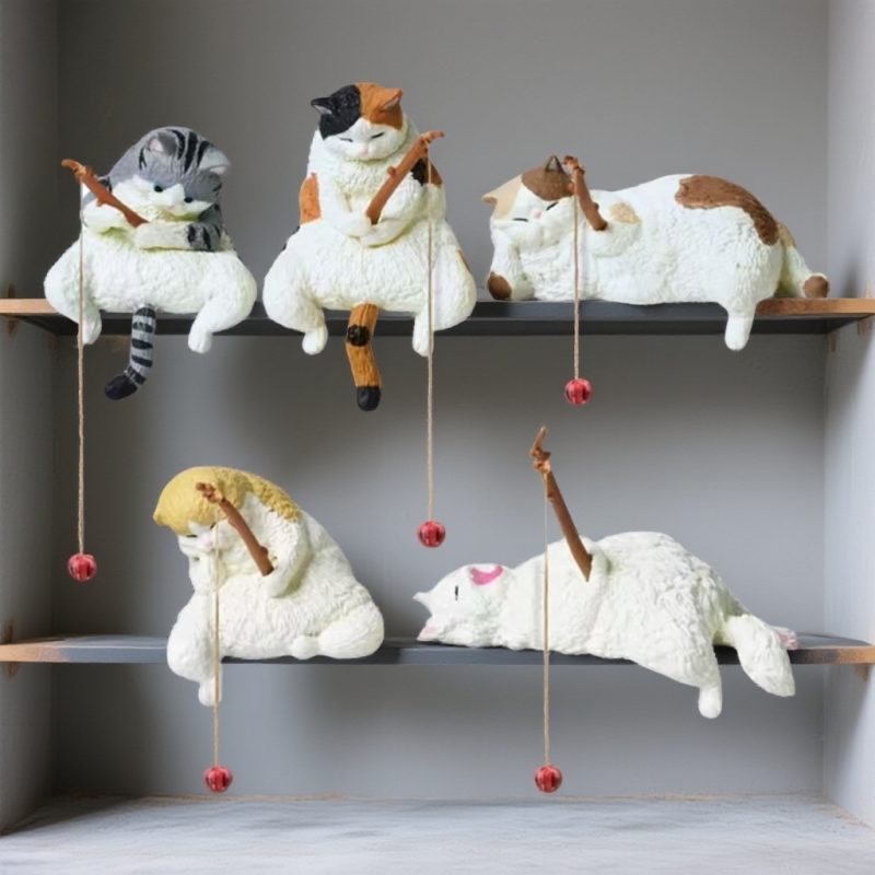 Creative Fishing Cat Fish Tank Decoration - Mini Resin Sleeping Cat Aquarium Ornament