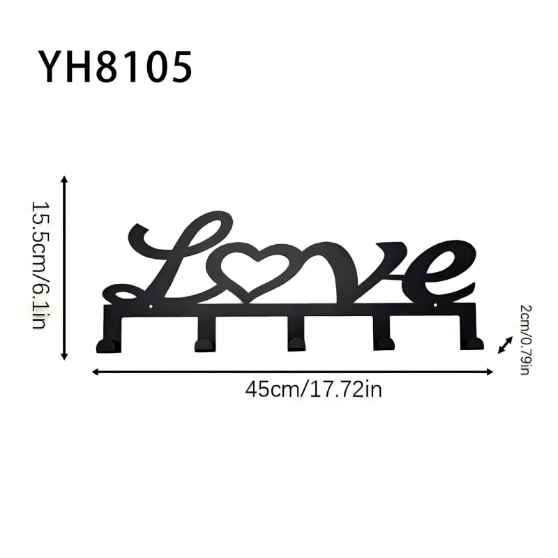 O1CN01RsTXVB29covVQyrhi_2218588408089-0-cib.jpg Minimalist Love Heart Iron Wall Hook Set - Creative Key Holder Entryway Coat Rack Home Organizer