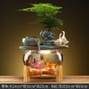Creative Water Fountain Desk Decoration - Mini Tabletop Fish Tank LED Light Feng Shui Ornament