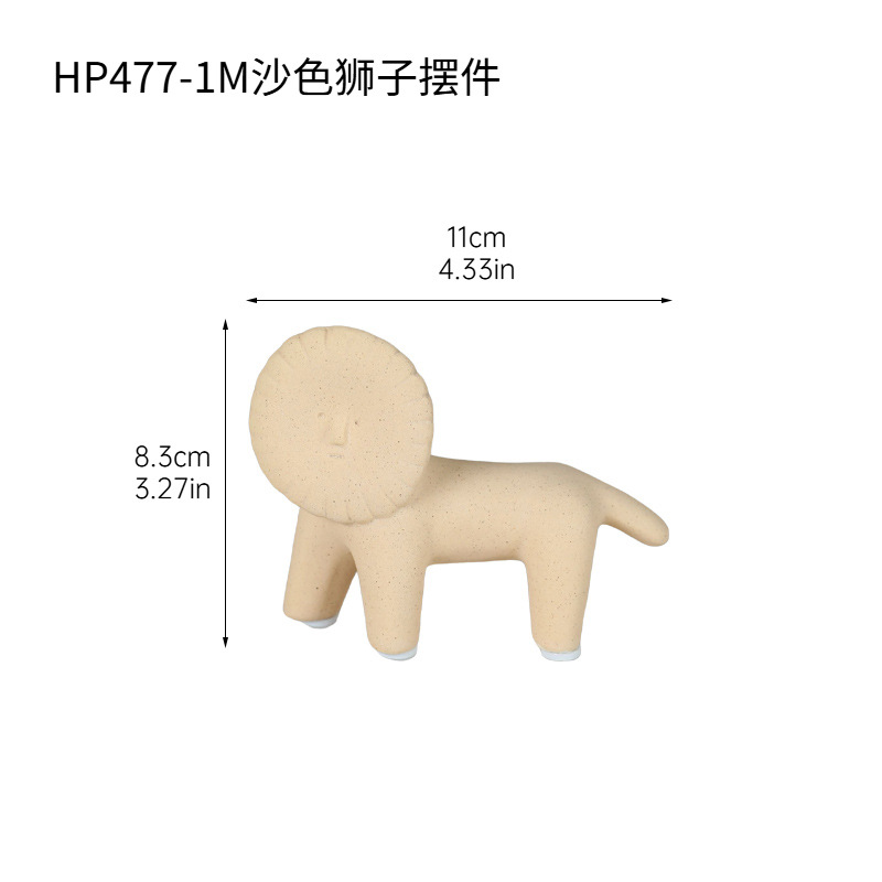 Creative Cute Lion Ceramic Figurine - Living Room TV Cabinet Office Desk Modern Home Decoration
