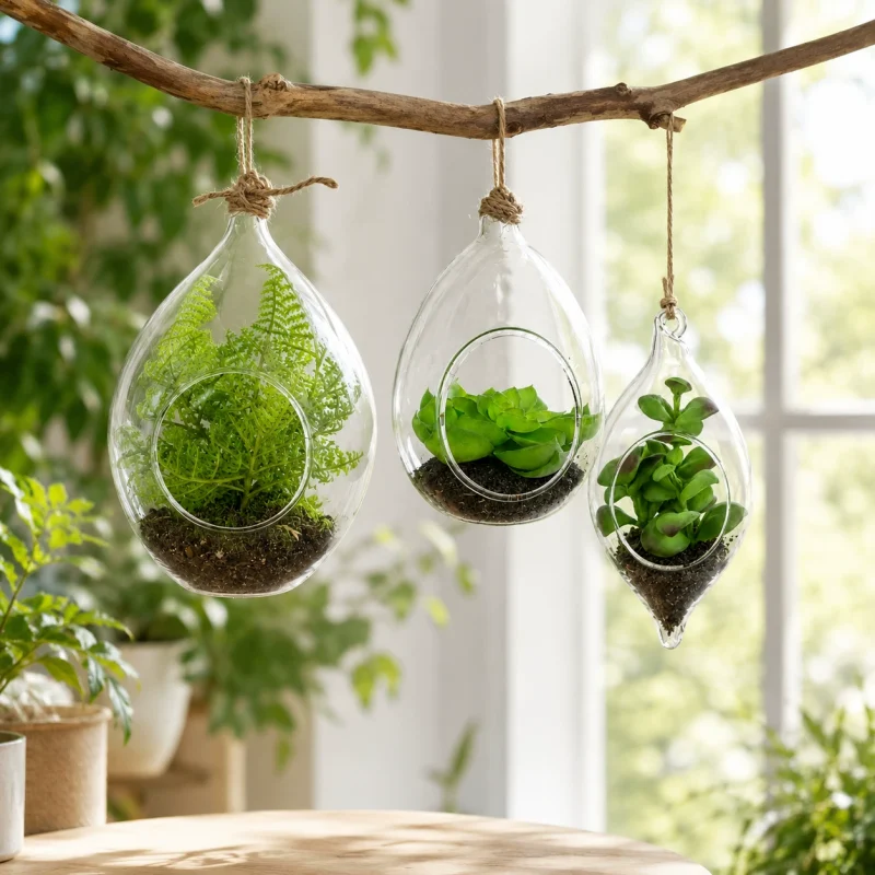 Mini Succulent Glass Hanging Bottle - Creative DIY Hanging Micro Landscape Terrarium Living Room Decoration