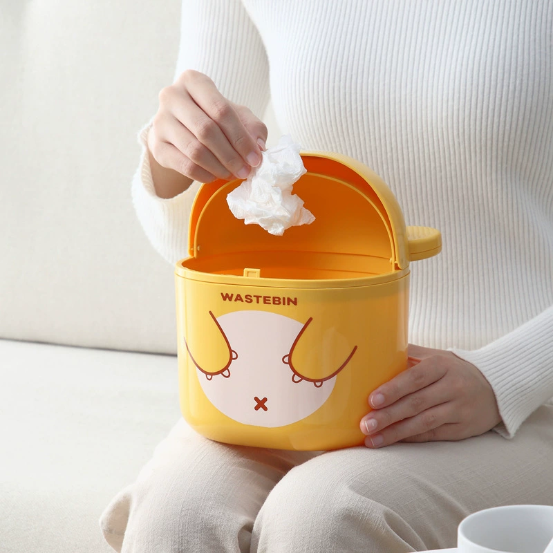Desktop Trash Can with Lid - Creative Mini Office Bedroom Desktop Garbage Bin Storage Bucket