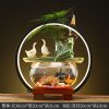 Creative Water Fountain Desk Decoration - Mini Tabletop Fish Tank LED Light Feng Shui Ornament
