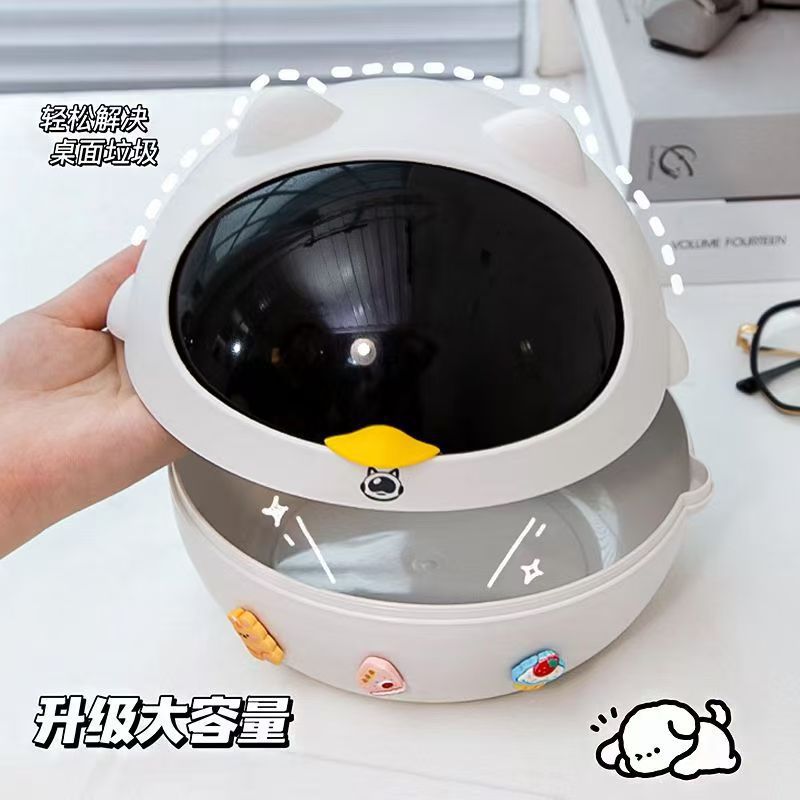 Creative Mini Desktop Trash Can - High Capacity Office Bedroom Small Garbage Bin with Lid