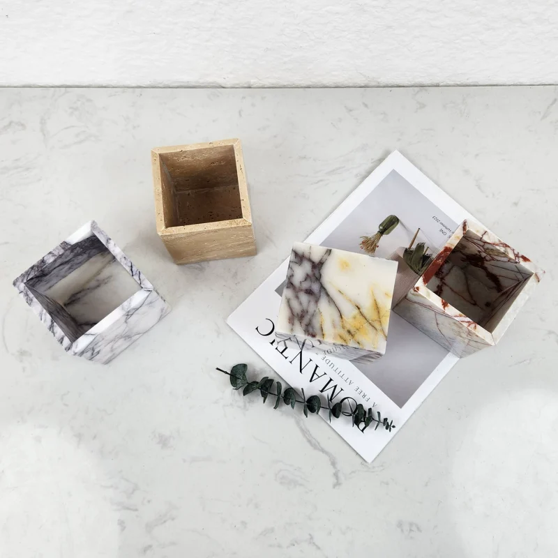 O1CN01YlLeUZ1VwRCksIh7A_2220711622717-0-cib.jpg Ins Style Square Marble Flower Vase Decor - Living Room Coffee Table Study Decoration