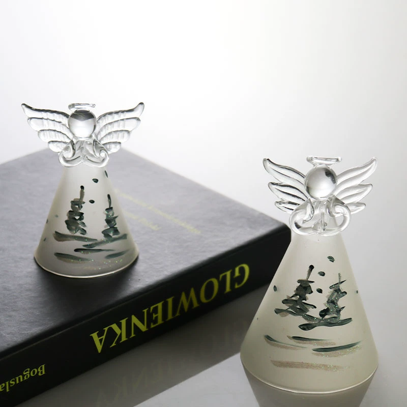 Nordic Angel Wing Glass Figurine - Hand-painted Modern Home Decoration Living Room Bookshelf Ornament