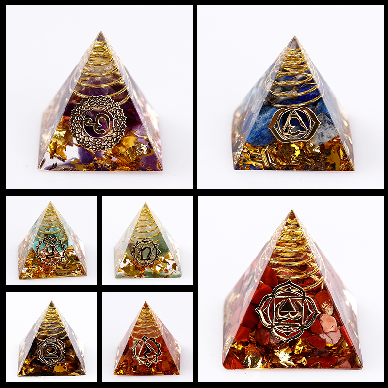 Crystal Pyramid Resin Figurine - Desktop Office Decor Gift Transparent Pyramid Ornament