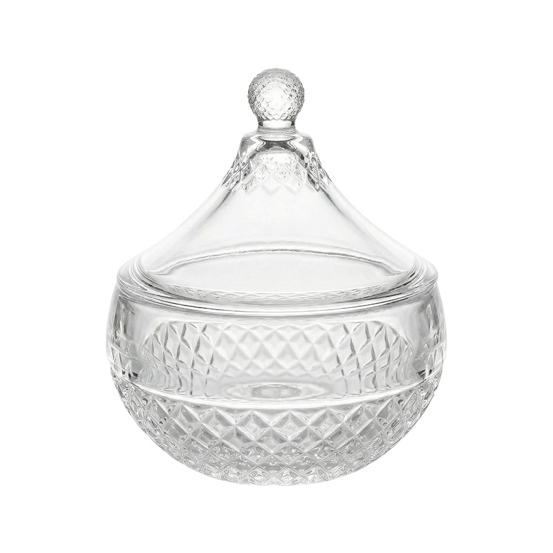 Creative Transparent Crystal Glass Jewelry Box - Candy Nut Storage Jar with Lid Home Decoration