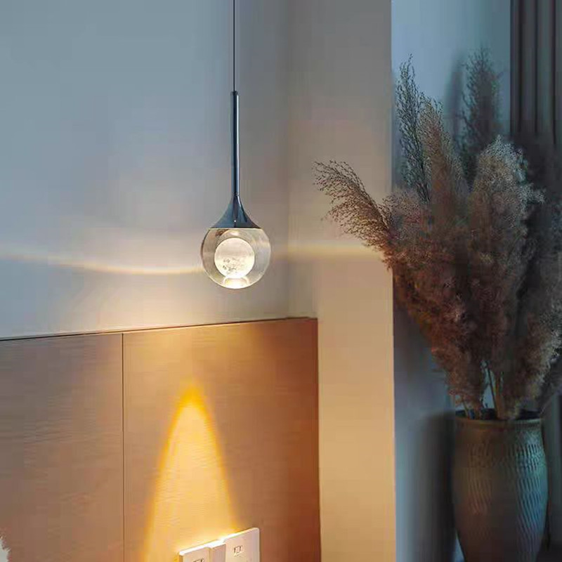 Bedroom Crystal Chandelier - Luxury Moon Wall Light Minimalist Living Room Chandelier