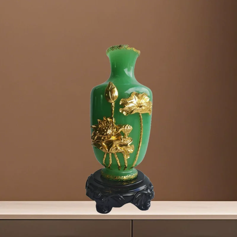 Chinese Style Peony Vase Decor - Resin Craft Ornament Living Room Home Decoration Gift