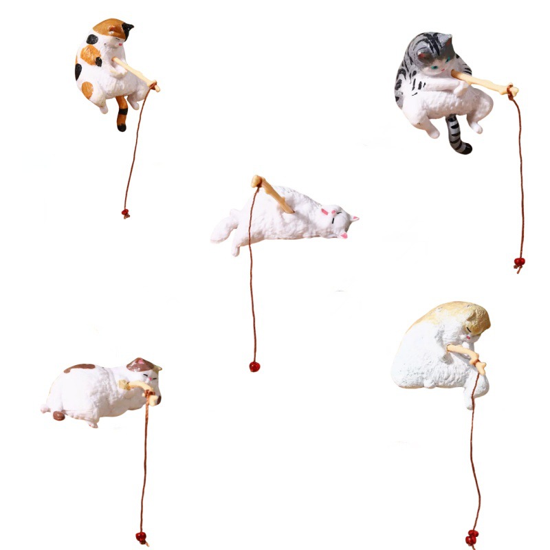 Creative Fishing Cat Fish Tank Decoration - Mini Resin Sleeping Cat Aquarium Ornament