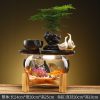 Creative Water Fountain Desk Decoration - Mini Tabletop Fish Tank LED Light Feng Shui Ornament