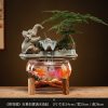 Creative Water Fountain Desk Decoration - Mini Tabletop Fish Tank LED Light Feng Shui Ornament