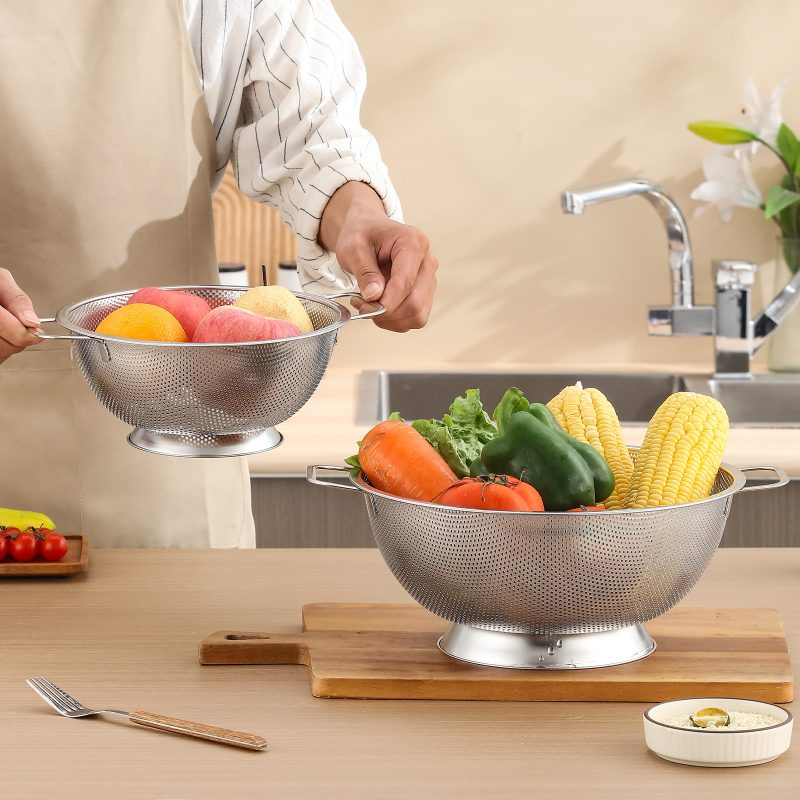 Stainless Steel Wire Basket with Handles - Heavy Duty Kitchen Colander & Storage Basket, 4 Sizes