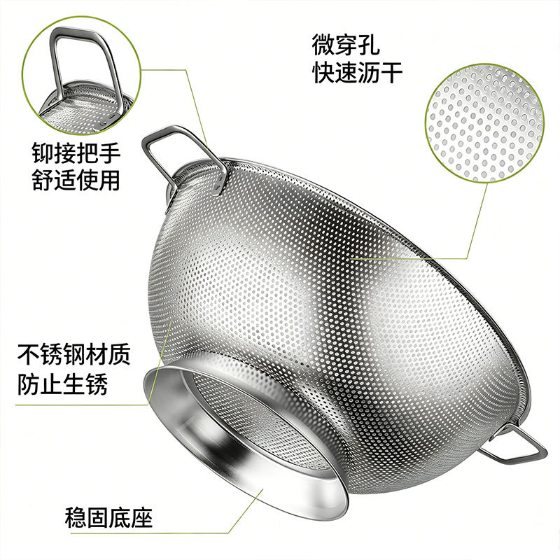 Stainless Steel Wire Basket with Handles - Heavy Duty Kitchen Colander & Storage Basket, 4 Sizes