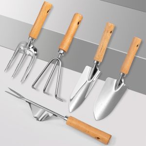 beech-01.jpg Beech Wood Stainless Steel Garden Tool Set - Ergonomic Wood Handle Gardening Tools for Planting
