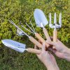 Beech Wood Stainless Steel Garden Tool Set - Ergonomic Wood Handle Gardening Tools for Planting