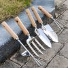 Beech Wood Stainless Steel Garden Tool Set - Ergonomic Wood Handle Gardening Tools for Planting