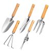 Beech Wood Stainless Steel Garden Tool Set - Ergonomic Wood Handle Gardening Tools for Planting