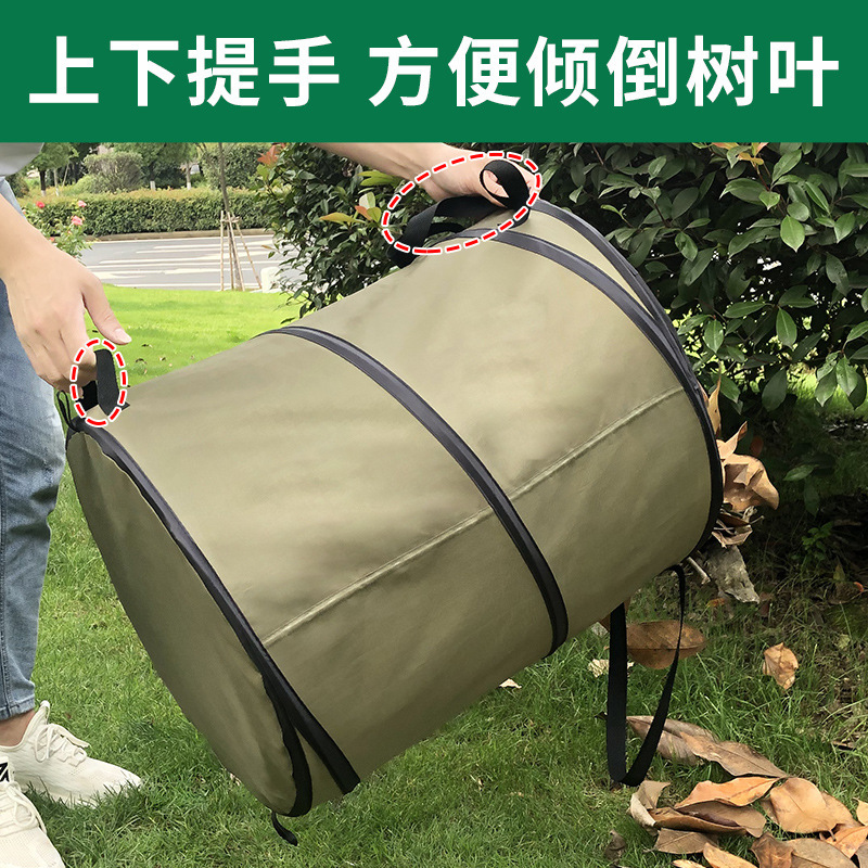 Foldable Oxford Cloth Garden Leaf Bin - Outdoor Garden Yard Leaf Waste Collection Bag with Steel Wire