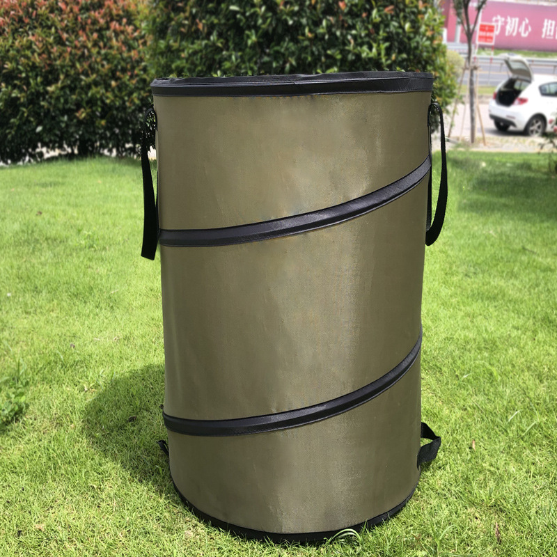 Foldable Oxford Cloth Garden Leaf Bin - Outdoor Garden Yard Leaf Waste Collection Bag with Steel Wire