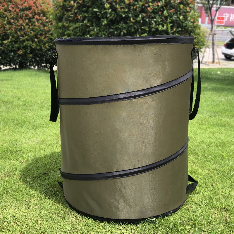 Foldable Oxford Cloth Garden Leaf Bin - Outdoor Garden Yard Leaf Waste Collection Bag with Steel Wire