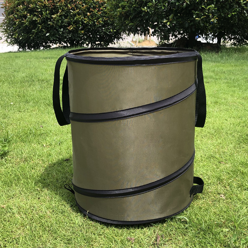 Foldable Oxford Cloth Garden Leaf Bin - Outdoor Garden Yard Leaf Waste Collection Bag with Steel Wire