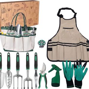 Aluminum Alloy Garden Tool 11-Piece Set - Gardening Kit with Shovel Rake Hand Trowel Pruning Shears