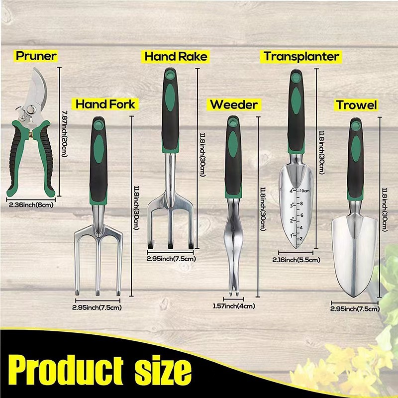 gt-03.jpg Aluminum Alloy Garden Tool 11-Piece Set - Gardening Kit with Shovel Rake Hand Trowel Pruning Shears