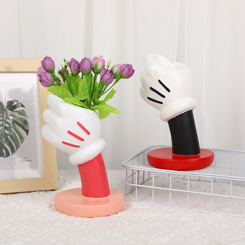 Mickey Hand Vase – Creative Desk Decor for Bedroom Office
