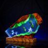 Dragon Art Resin Night Light – Wooden Base LED Desktop Decor