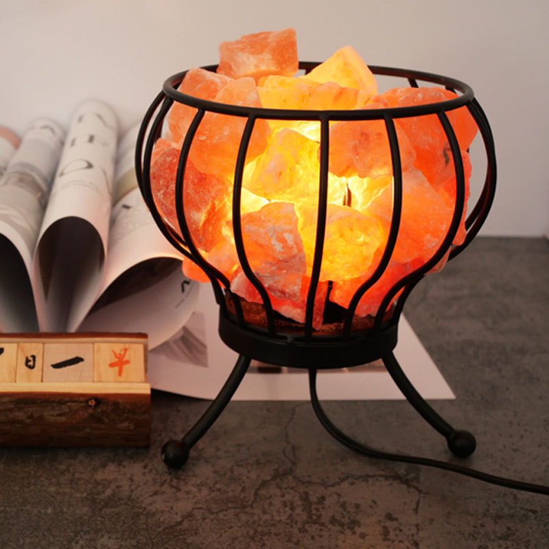 Himalayan Salt Lamp – Iron Art Night Light for Bedroom Decor